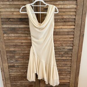 Chic Asymmetrical Cream Dress